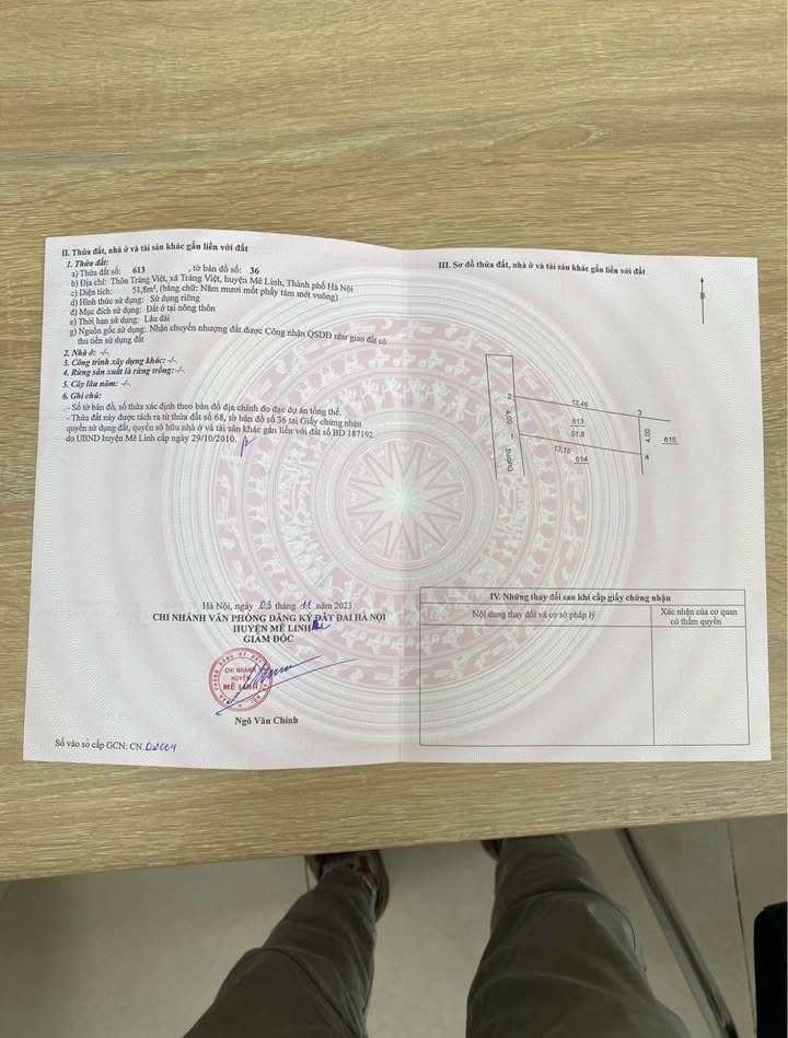 Đất thổ cư Tráng Việt, Mê Linh 51.8m² giá 2 tỷ - Đường ô tô vào tận đất!