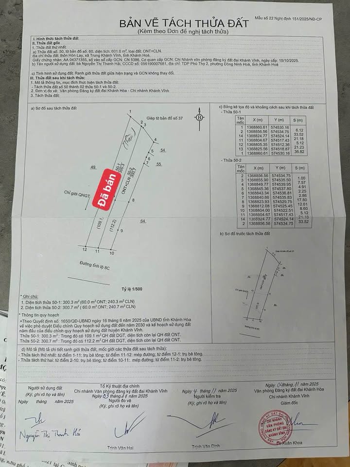 Đất Thổ cư mặt tiền TL8C, Khánh Hiệp 300m² giá 399 triệu - Đầu tư sinh lời ngay!