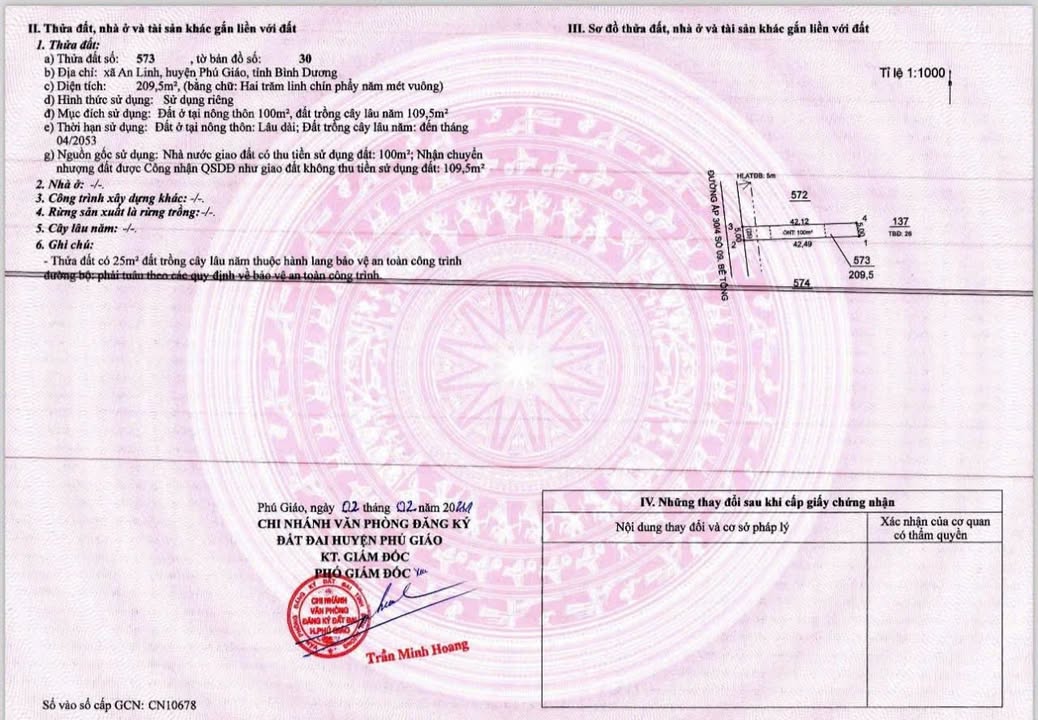 Đất thổ cư An Linh, Phú Giáo 209m² giá 660 triệu - Vị trí đẹp, cơ hội đầu tư tuyệt vời!