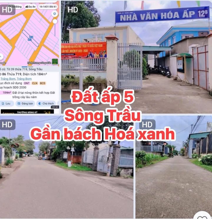 Đất nền Sông Trầu, Trảng Bom 184m² giá 1.4 tỷ - Pháp lý rõ ràng, tiềm năng đầu tư cao!