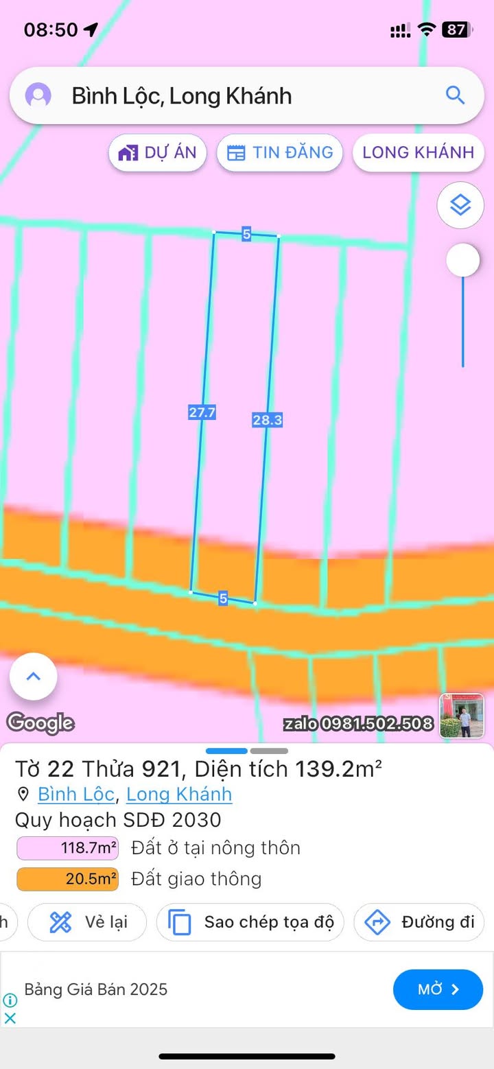Đất nền ấp 1, phường Bình Lộc, 527m² giá 1.15 tỷ - Cơ hội đầu tư hấp dẫn!