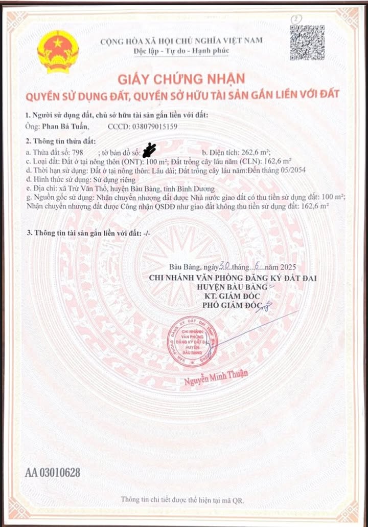 Đất nền Trừ Văn Thố, Bàu Bàng 280m² giá 300 triệu - Đầu tư sinh lời ngay!