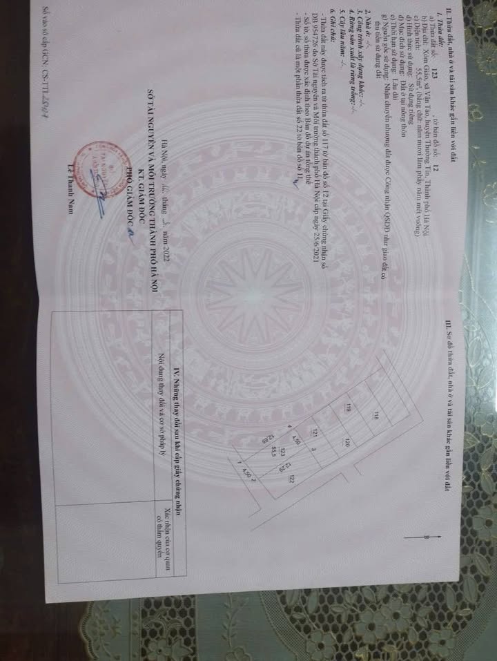 Lô đất Hồng Vân Thường Tín 55.5m² giá 3 tỷ - Giao dịch ngay!