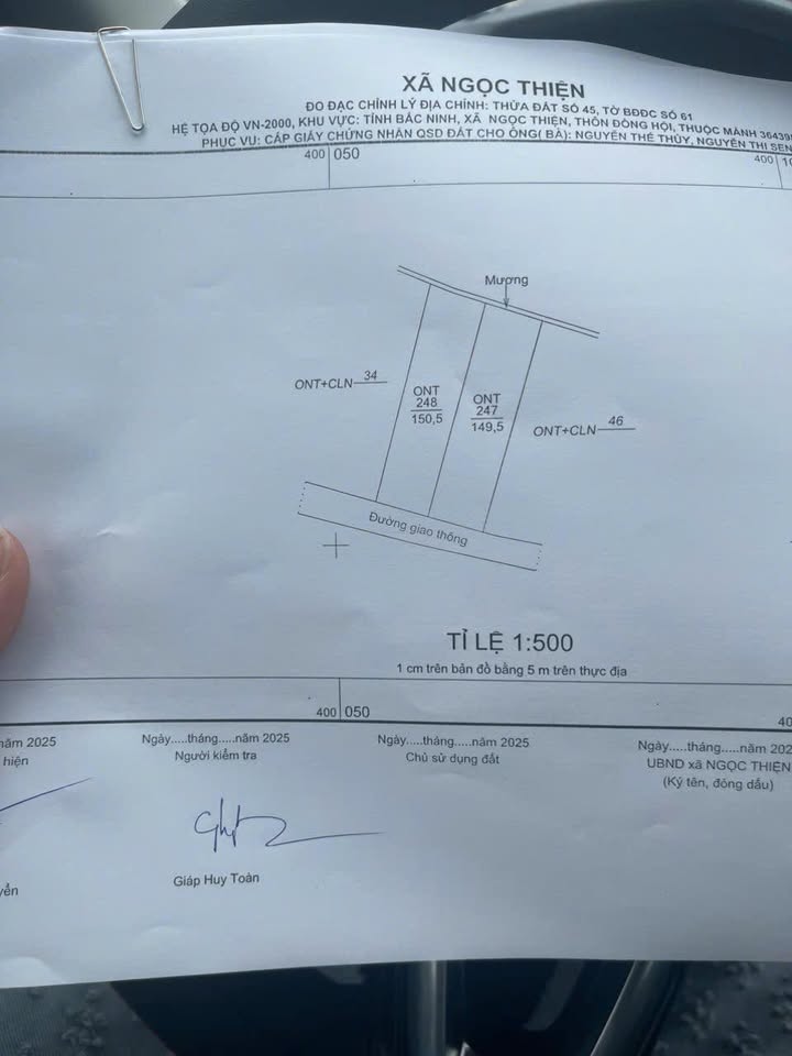 Đất nền Ngọc Vân Tân Yên 150m² giá 700 triệu - Sổ hồng đầy đủ, thổ cư 100%!
