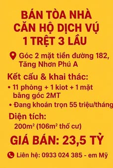 Bán tòa nhà căn hộ dịch vụ 200m² quận 9 - Đầu tư sinh lời ngay lập tức!