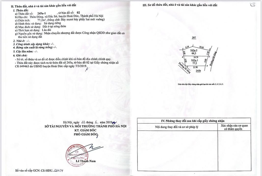 Đất nền Yên Sở Hoài Đức 77m² - Sổ đỏ chính chủ, giá tốt cho đầu tư!