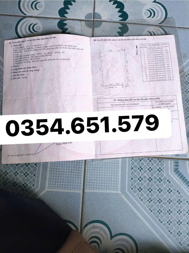 Đất nền Phước Thuận Tuy Phước 1080m² giá 270 triệu - Tiềm năng đầu tư hấp dẫn!