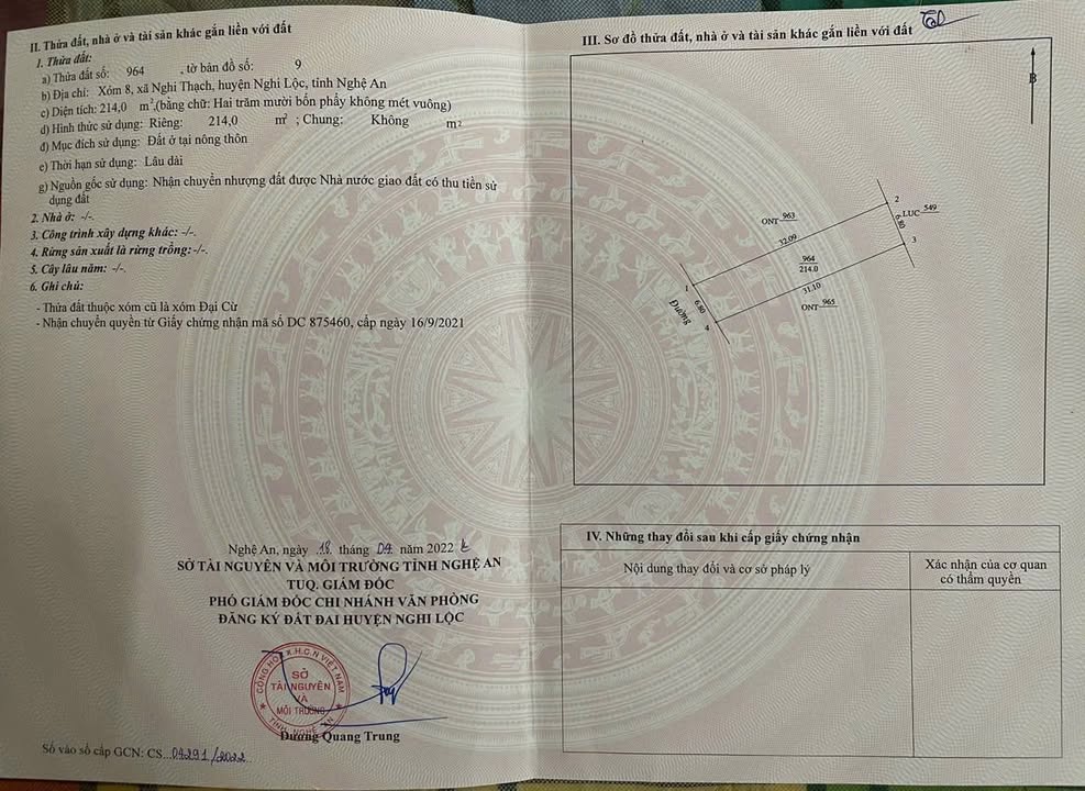 Đất ở 100% 214m² tại Nghi Thạch, Nghệ An - Gần biển chỉ 1km!