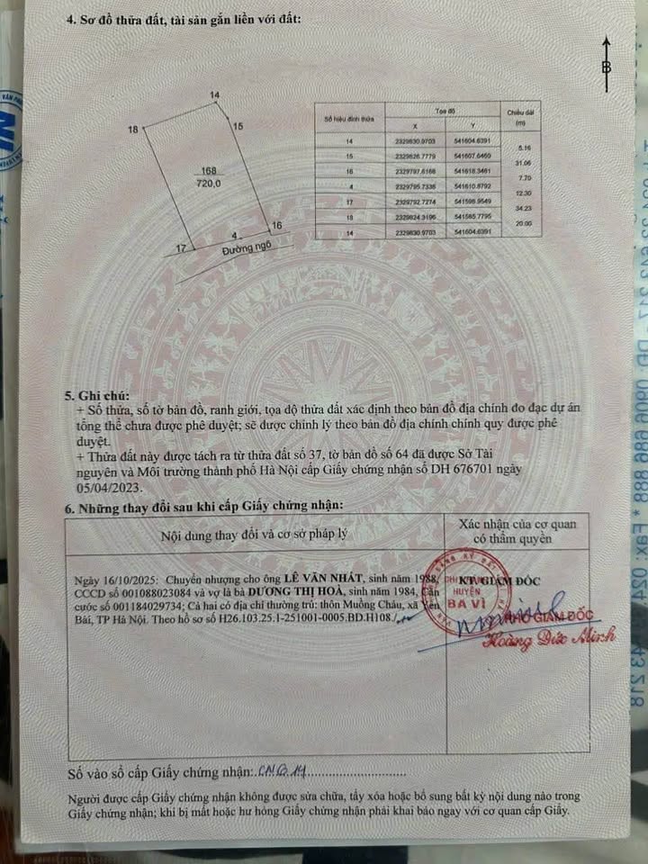 Lô đất Vân Hòa, Ba Vì 720m² - Thổ cư 150m², Tiềm năng phát triển!