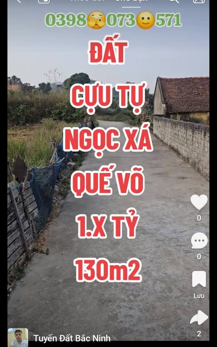 Đất nền Ngọc Xá, Quế Võ 130m² giá 1 tỷ - Tiềm năng sinh lời vượt trội!