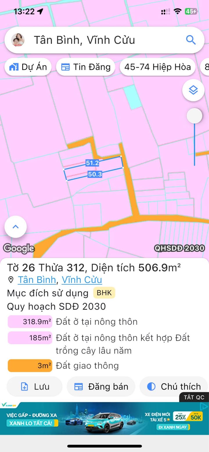 Đất nền 500m² đường Phi Trường, Vĩnh Cửu, giá 2.55 tỷ - Đầu tư sinh lời ngay!