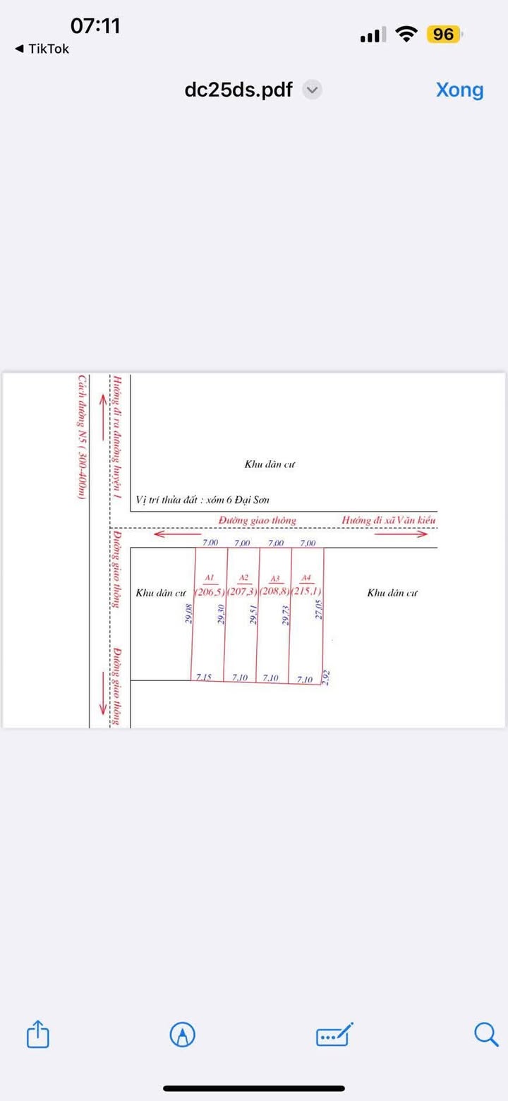 Đất nền xóm 6 Đại Sơn 208m² giá 8xx triệu - Vị trí vàng tiềm năng đầu tư!