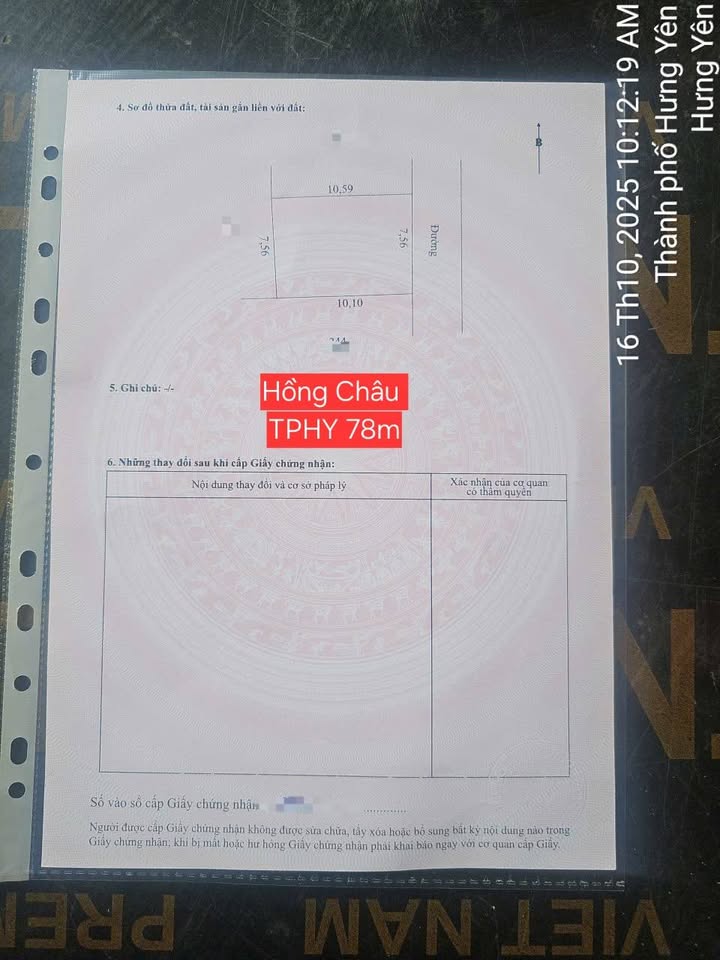 Đất nền phường Hồng Châu, Hưng Yên 78m² giá 1.4 tỷ - Sổ đỏ chính chủ