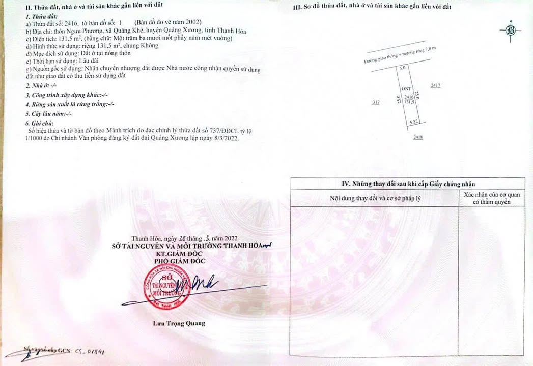 Đất nền Quảng Khê, Quảng Xương 131,5m² giá thỏa thuận - Đường rộng ô tô tránh nhau!