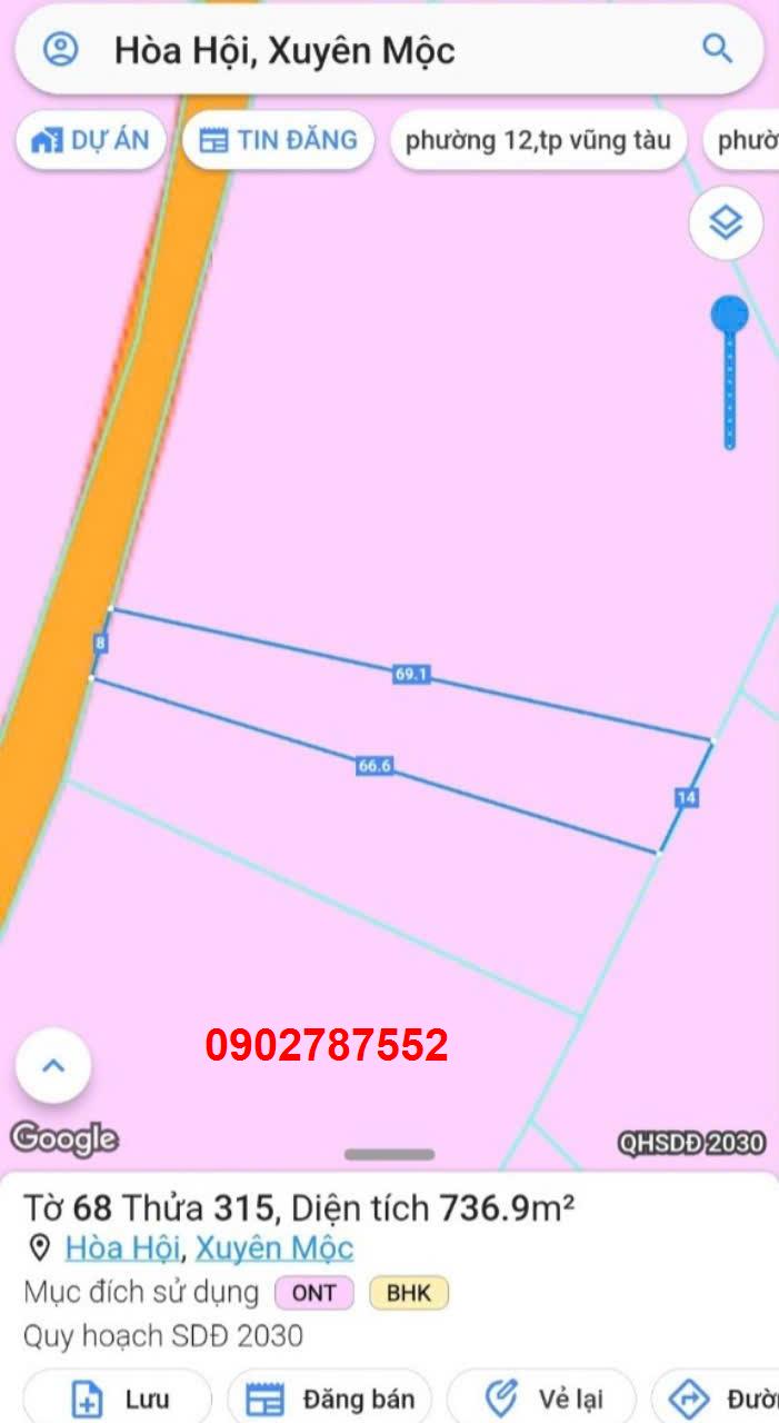 Đất Hòa Hội, Xuyên Mộc 737m² giá 1.1 tỷ - Sổ hồng riêng, thổ cư dễ dàng!