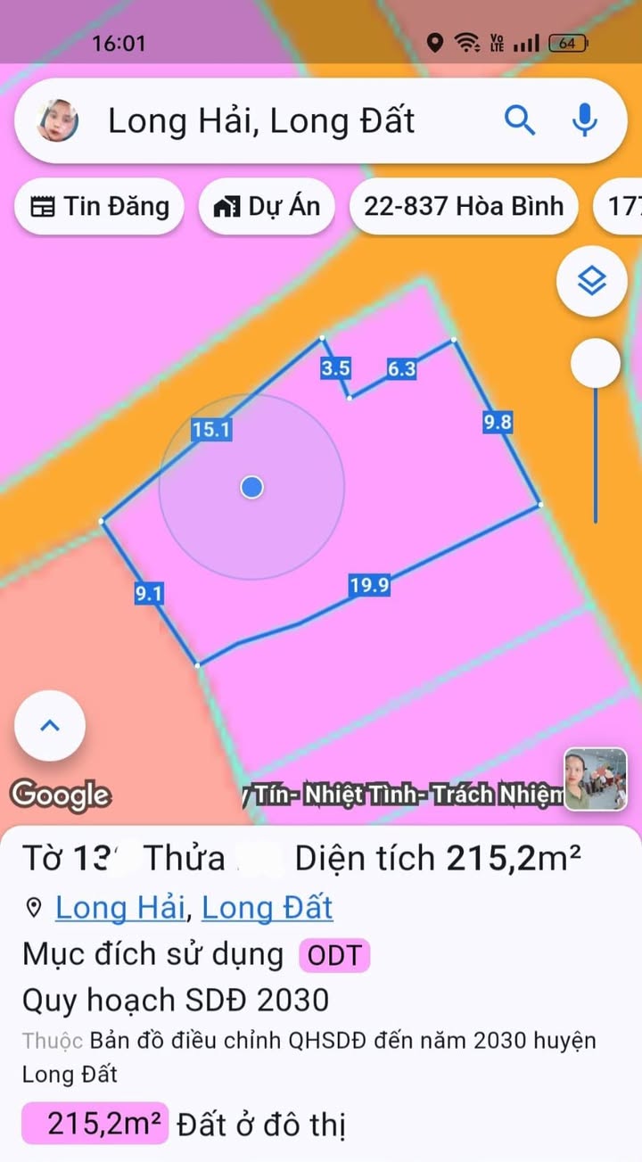 Đất thổ cư Long Hải 215m² giá 5.55 tỷ - Cách biển 600m!