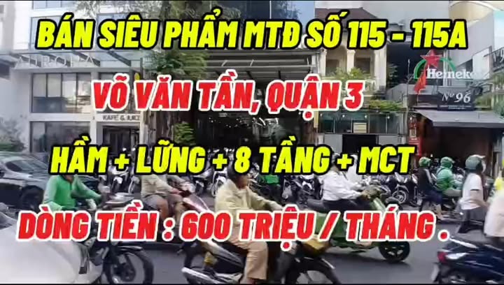 Bán Tòa Nhà Mặt Tiền Võ Văn Tần Quận 3 1.763m² - Dòng Tiền 600 Triệu/Tháng!