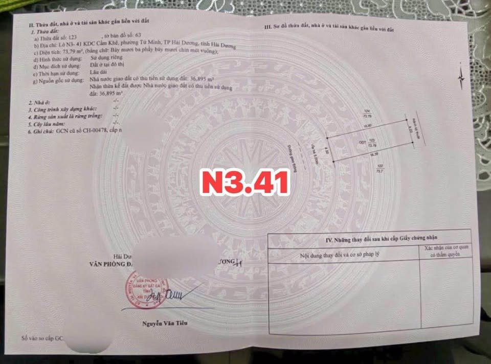 Đất nền phường Tứ Minh 73,79m² giá 3 tỷ - Vị trí đẹp, hướng Tây tài lộc!