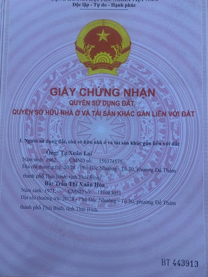 Bán đất & nhà phố Đốc Nhượng, Thái Bình 100m² - Pháp lý rõ ràng, sổ đỏ chính chủ!