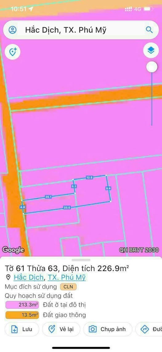 Đất nền Hắc Dịch, Phú Mỹ, Bà Rịa - Vũng Tàu 165m² giá 1.2 tỷ - Cơ hội đầu tư lý tưởng!