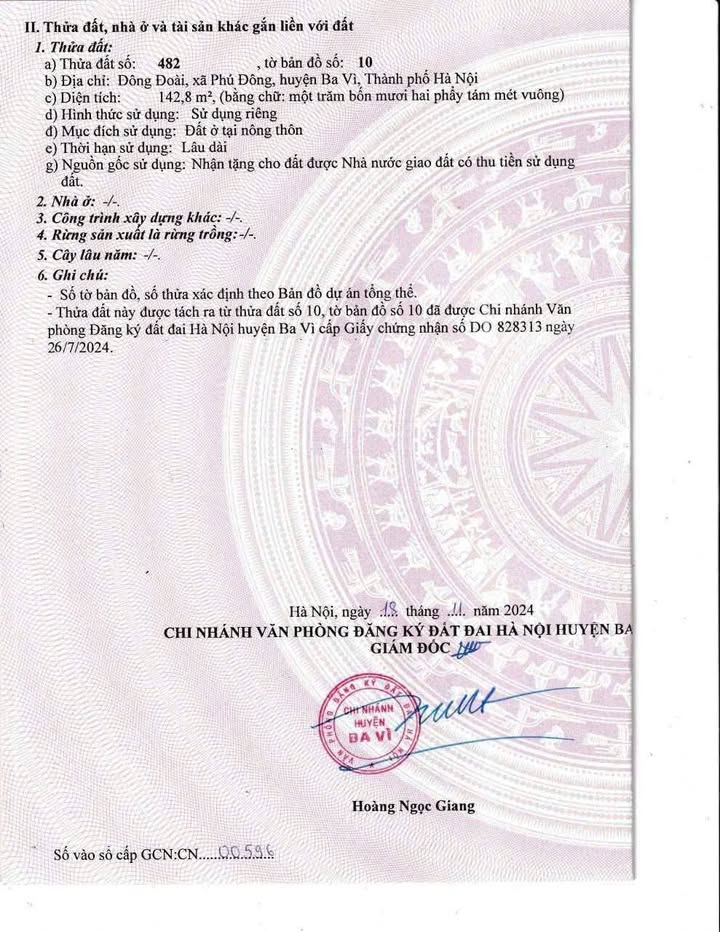 Lô đất chính chủ tại Phú Đông, Ba Vì 142.8m² giá chỉ 2 tỷ - Đầu tư sinh lời ngay!