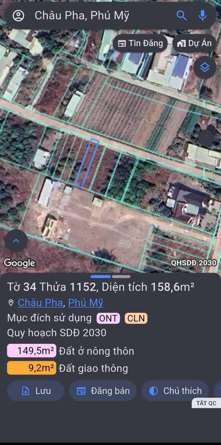 Lô đất Tân Trung, Châu Pha, Phú Mỹ 160m² chỉ 1.09 tỷ - Pháp lý rõ ràng!