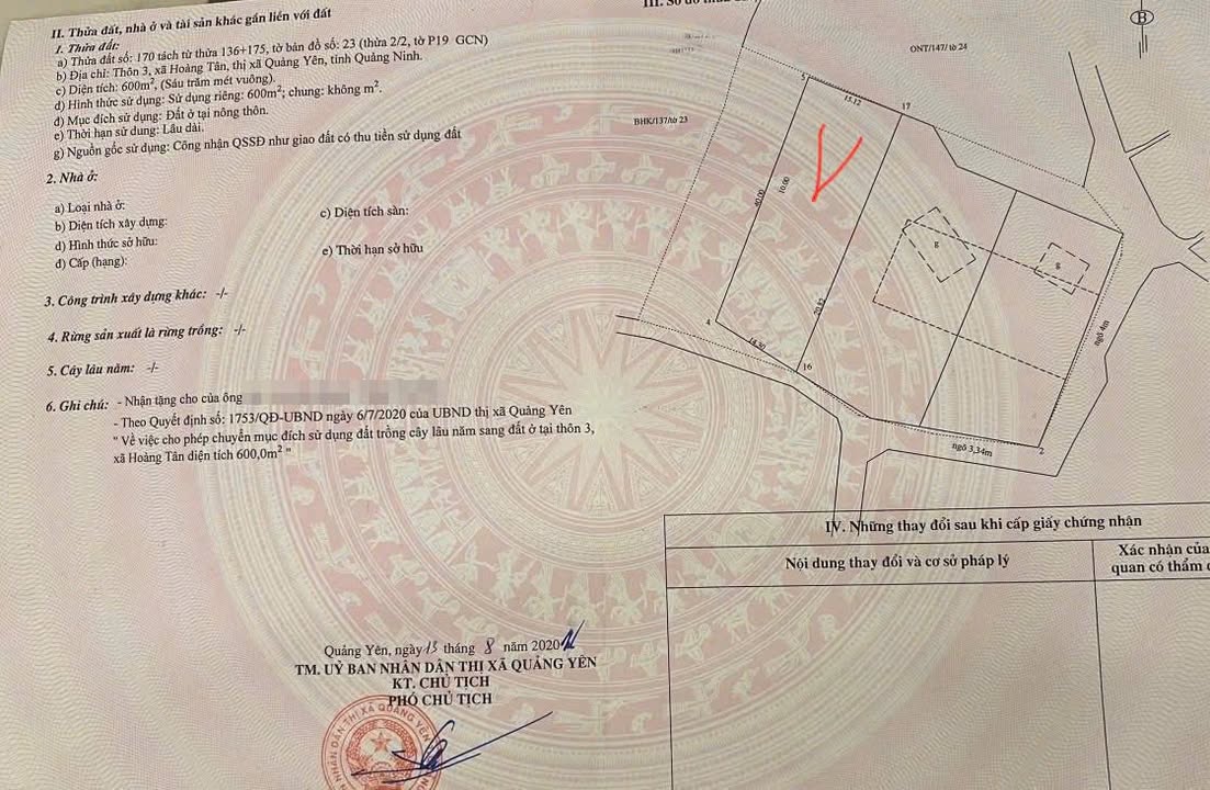 Đất nền thôn 3 xã Hoàng Tân, 600m² giá 6 tỷ - Đầu tư sinh lời ngay!