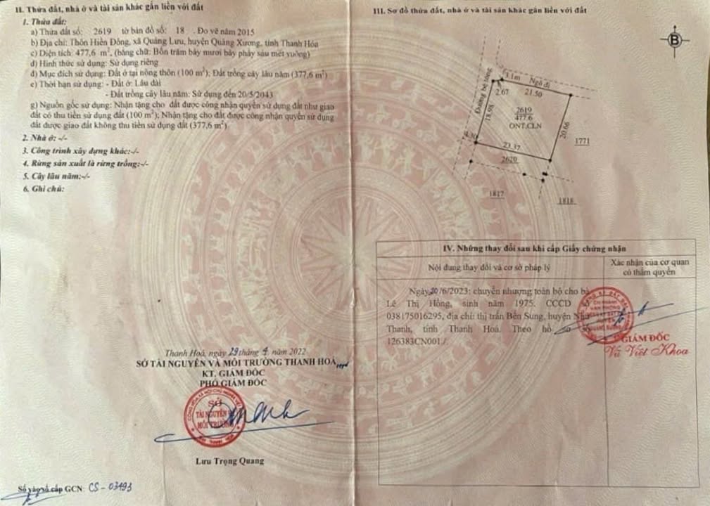 Đất thổ cư Quảng Lưu, Thanh Hóa 447m² - Cơ hội đầu tư tuyệt vời!