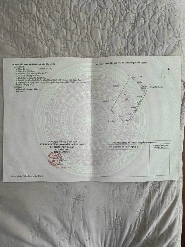 Đất thổ cư Tân An 1800m² giá 6.9 tỷ - Cơ hội đầu tư tuyệt vời!