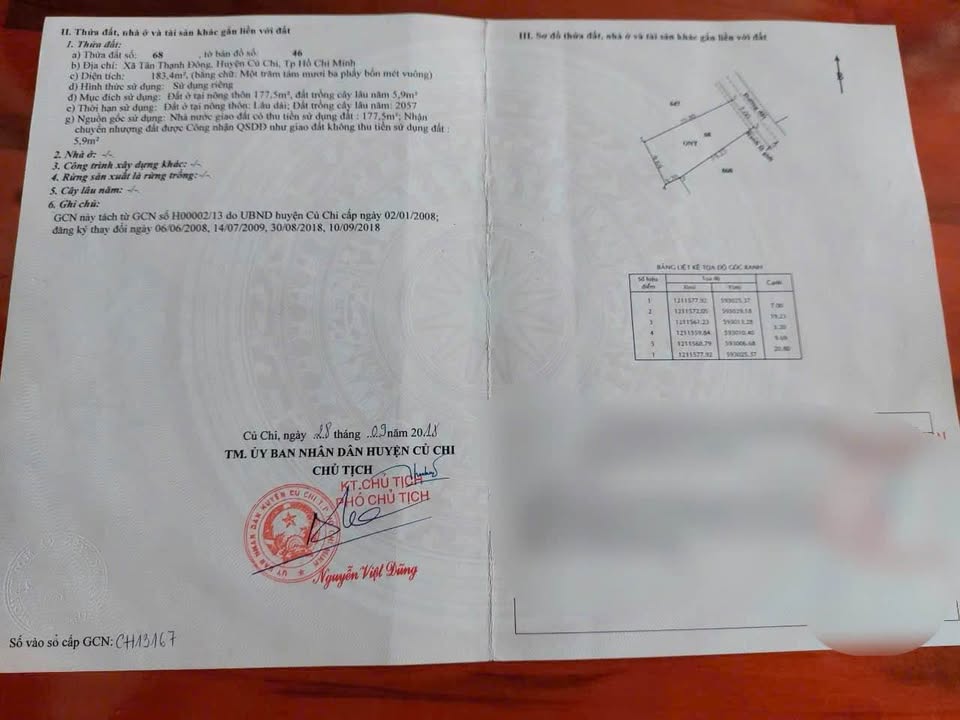 Đất thổ cư Phú Hòa Đông, Củ Chi 183m² giá 2.65 tỷ - Sổ hồng riêng, mặt tiền đường ô tô