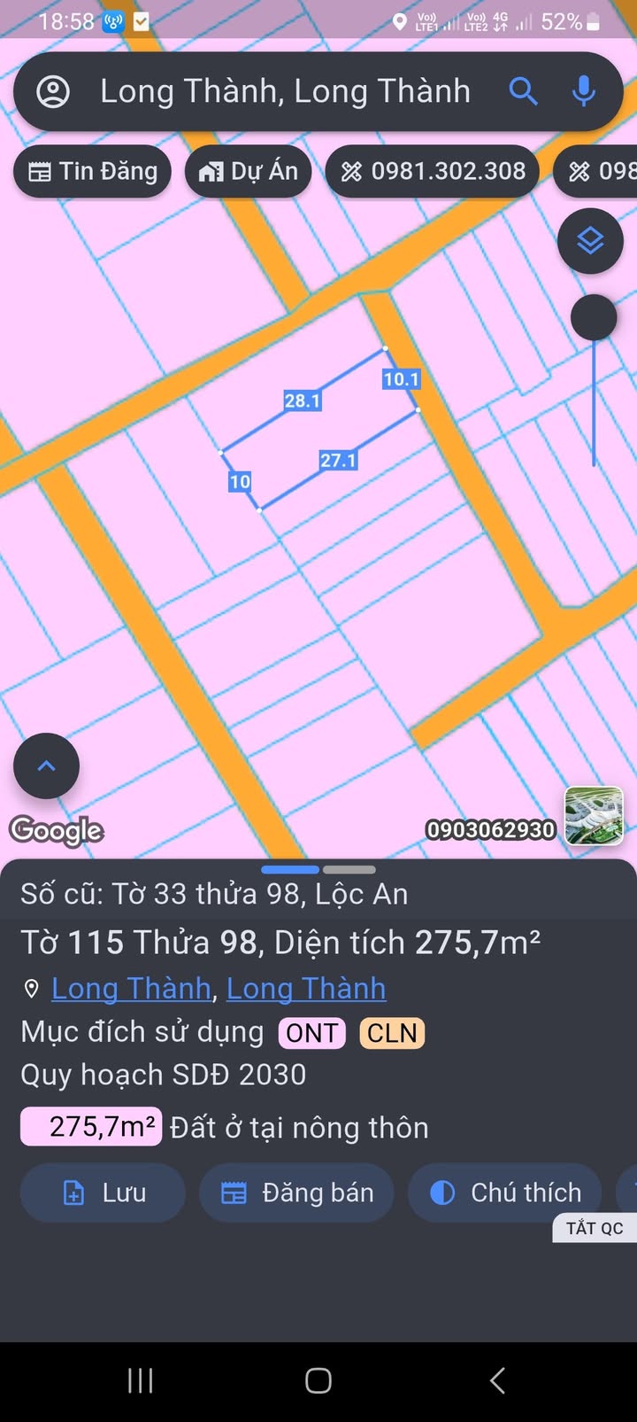 Đất nền Lộc An Long Thành 280m² giá thỏa thuận - Sổ riêng thổ cư