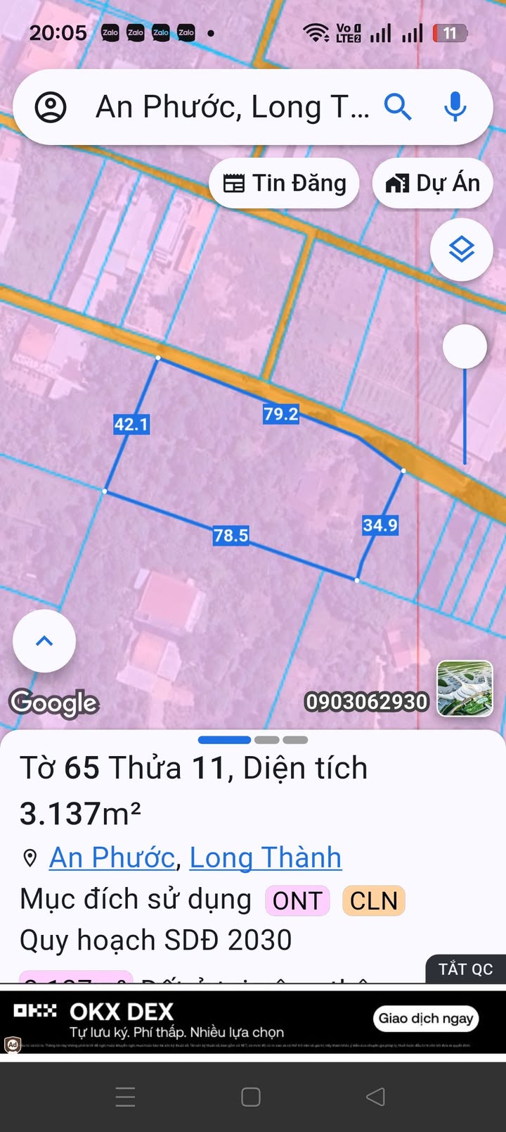 Đất thổ cư 12600m² An Phước Long Thành giá 13 tỷ - Mặt tiền đường nhựa rộng rãi!