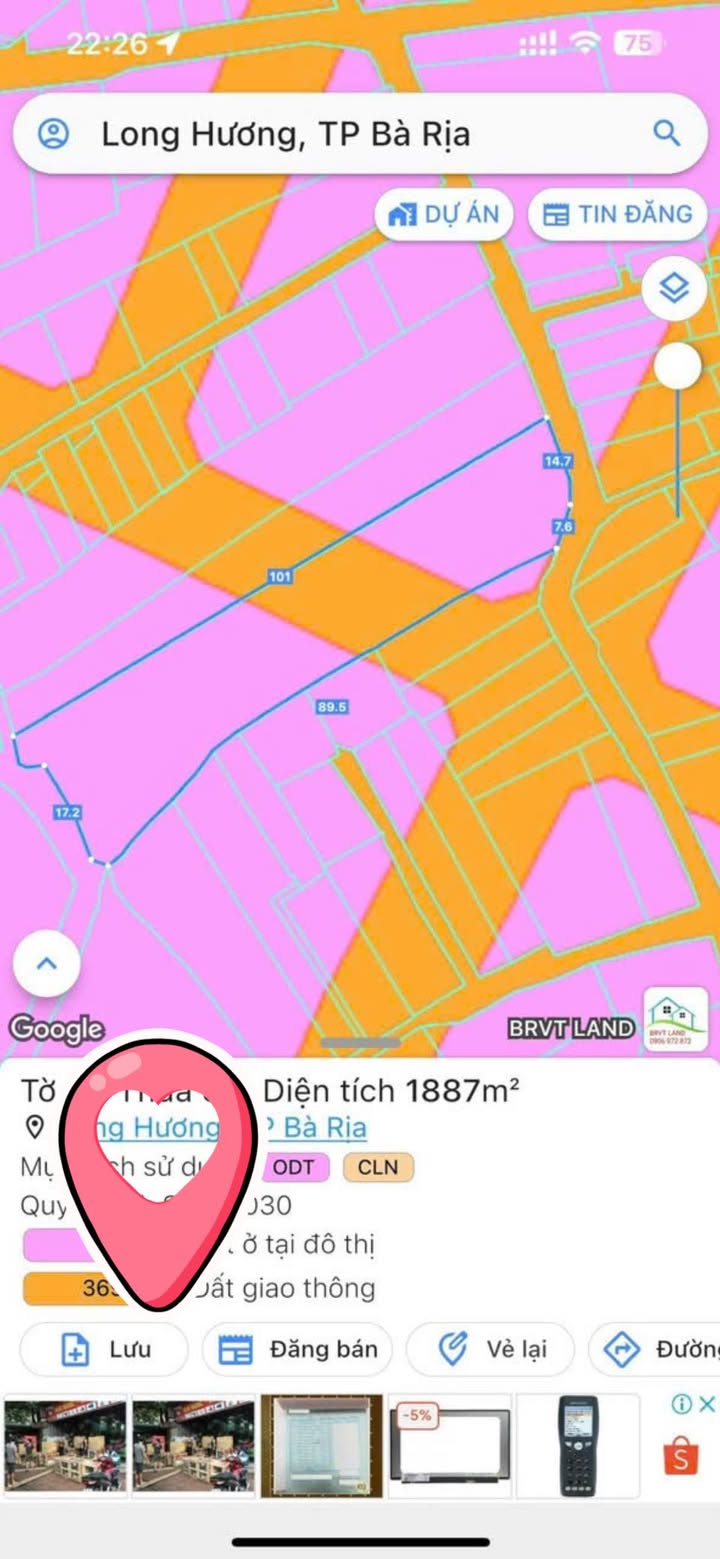 Đất nền 720m² phường Long Hương - Giá tốt cho nhà đầu tư!