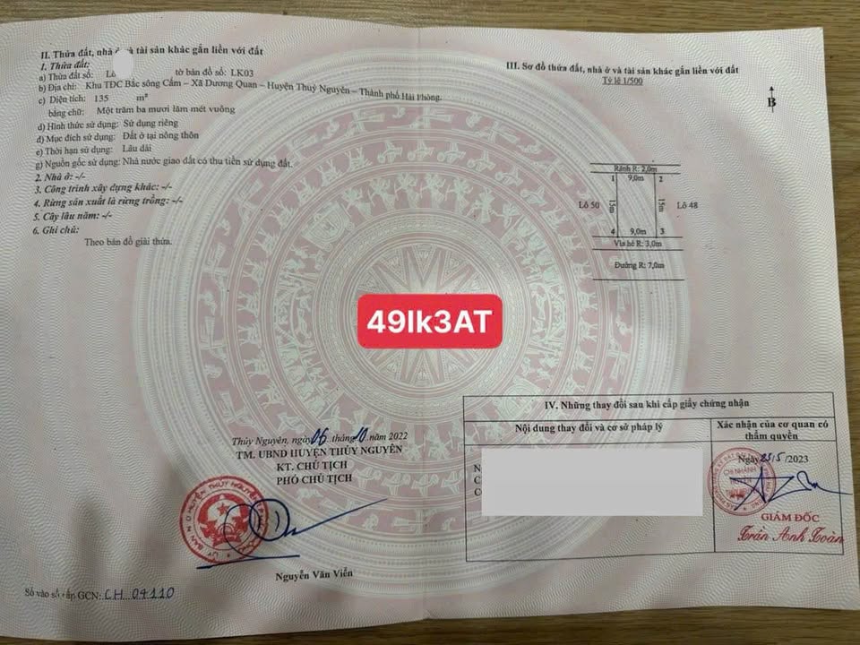 Đất nền Tái Định Cư Áp Tràn - Thủy Nguyên, Hải Phòng 120m² - Giá 6.1 tỷ - Đầu tư sinh lời ngay!