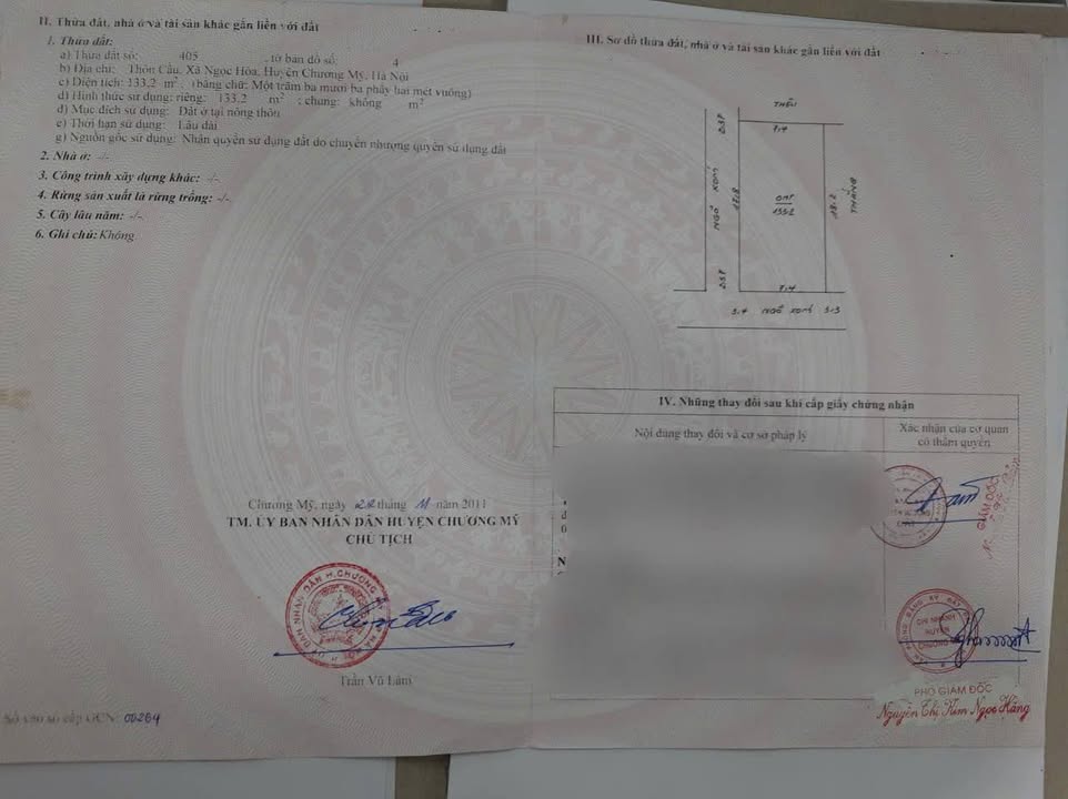 Đất nền thổ cư Ngọc Hòa, Chương Mỹ 133m² giá chỉ 6.65 tỷ - Cơ hội đầu tư tuyệt vời!