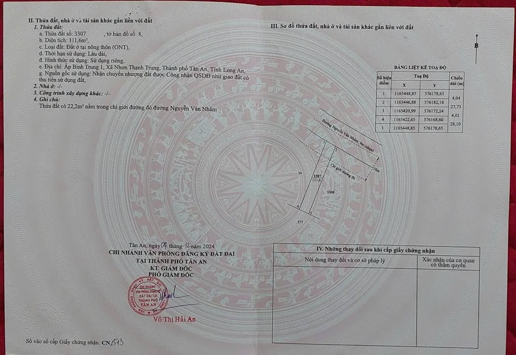 Đất thổ cư mặt tiền Nguyễn Văn Nhâm, 112m² giá 950 triệu - Sổ hồng chính chủ!