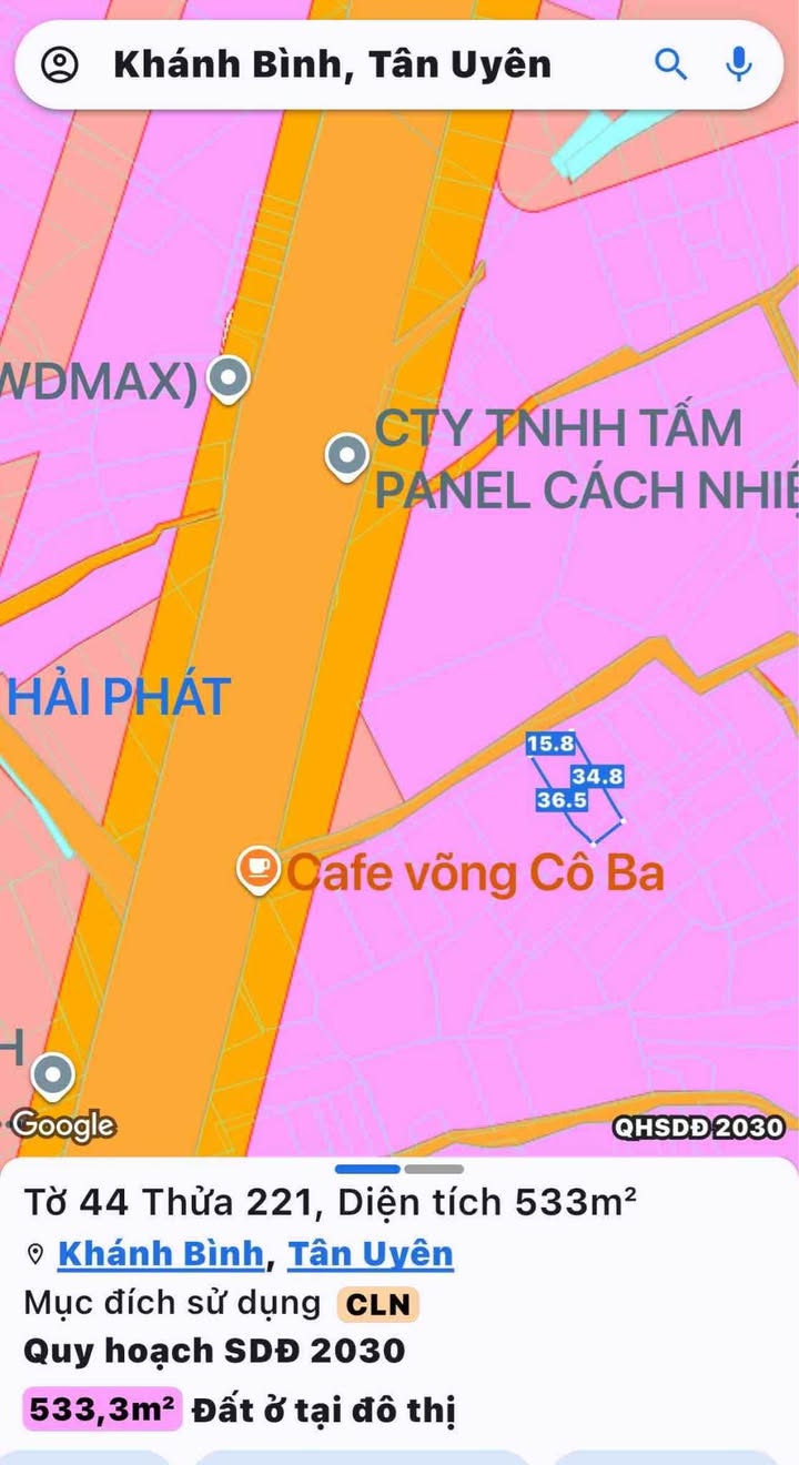 Đất sổ hồng riêng Khánh Bình Tân Uyên 533m² - Cơ hội đầu tư hấp dẫn!