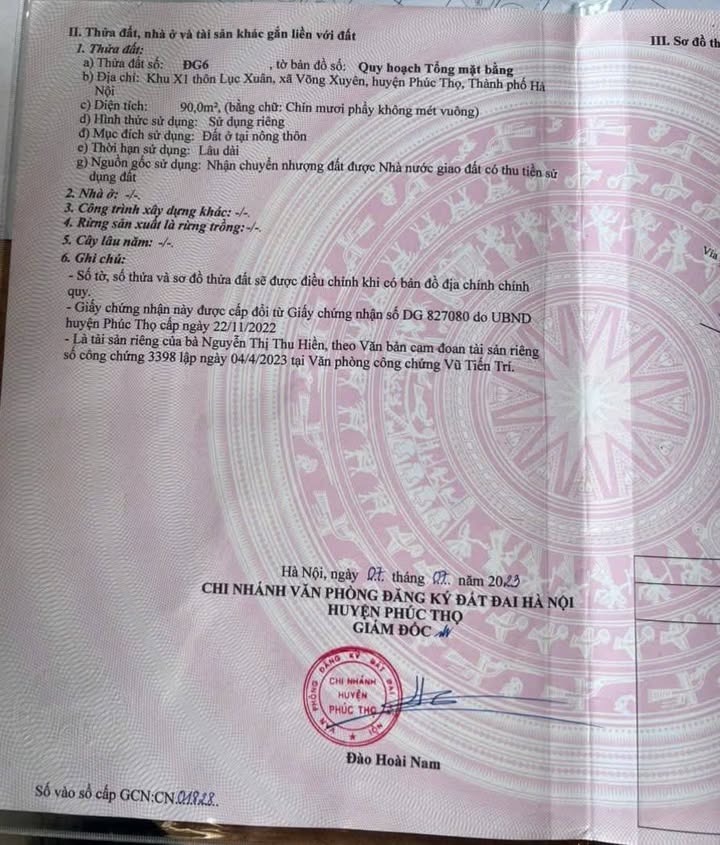 Đất đấu giá X1, Võng Xuyên, Phúc Thọ 90m² - Đối diện cụm công nghiệp Võng Xuyên!