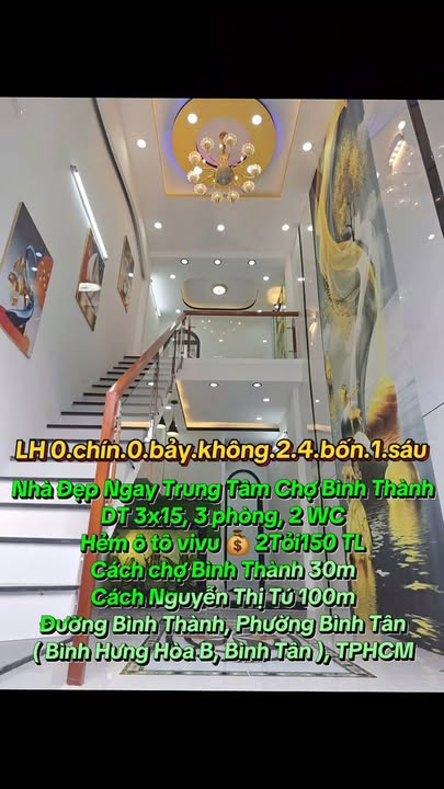 Nhà đẹp quận Bình Tân 45m² - Hẻm ô tô, cách chợ chỉ 30m!