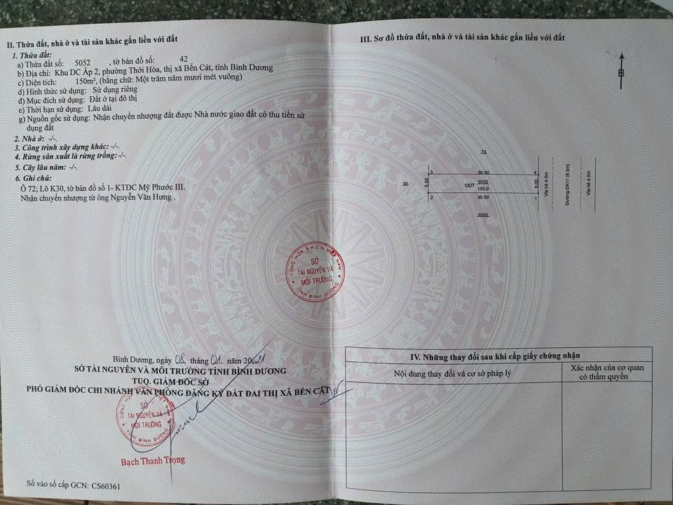 Đất nền K30 hướng Đông đường DK11, Bến Cát 150m², giá 1.8 tỷ - Cơ hội đầu tư tuyệt vời!