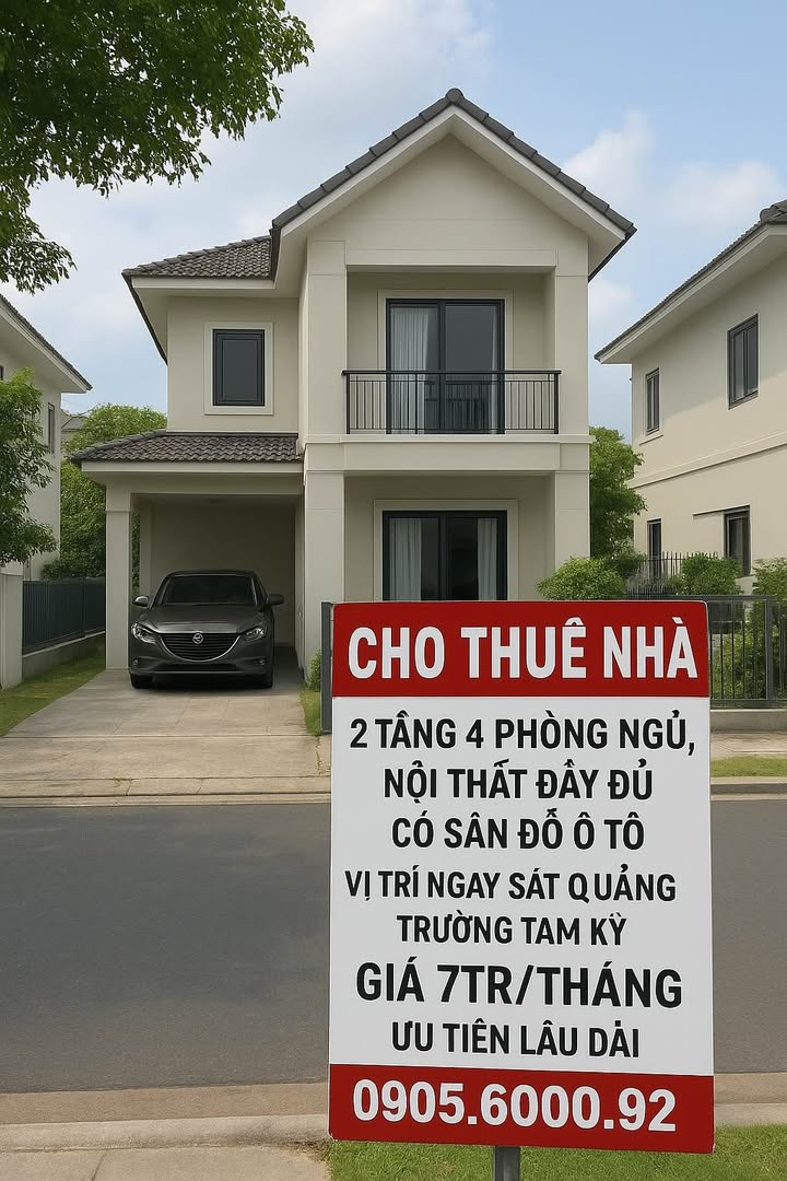 Nhà cho thuê 2 tầng tại Quảng trường Tam Kỳ 4 phòng ngủ - Nội thất đầy đủ, sân đỗ ô tô