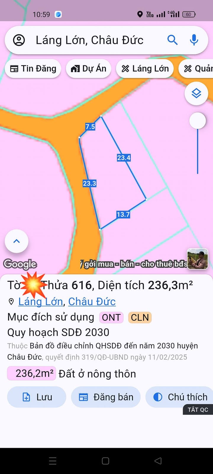 Đất nền Láng Lớn Châu Đức 172m² giá chỉ 8xx triệu - Đường nhựa rộng, sổ đỏ chính chủ!