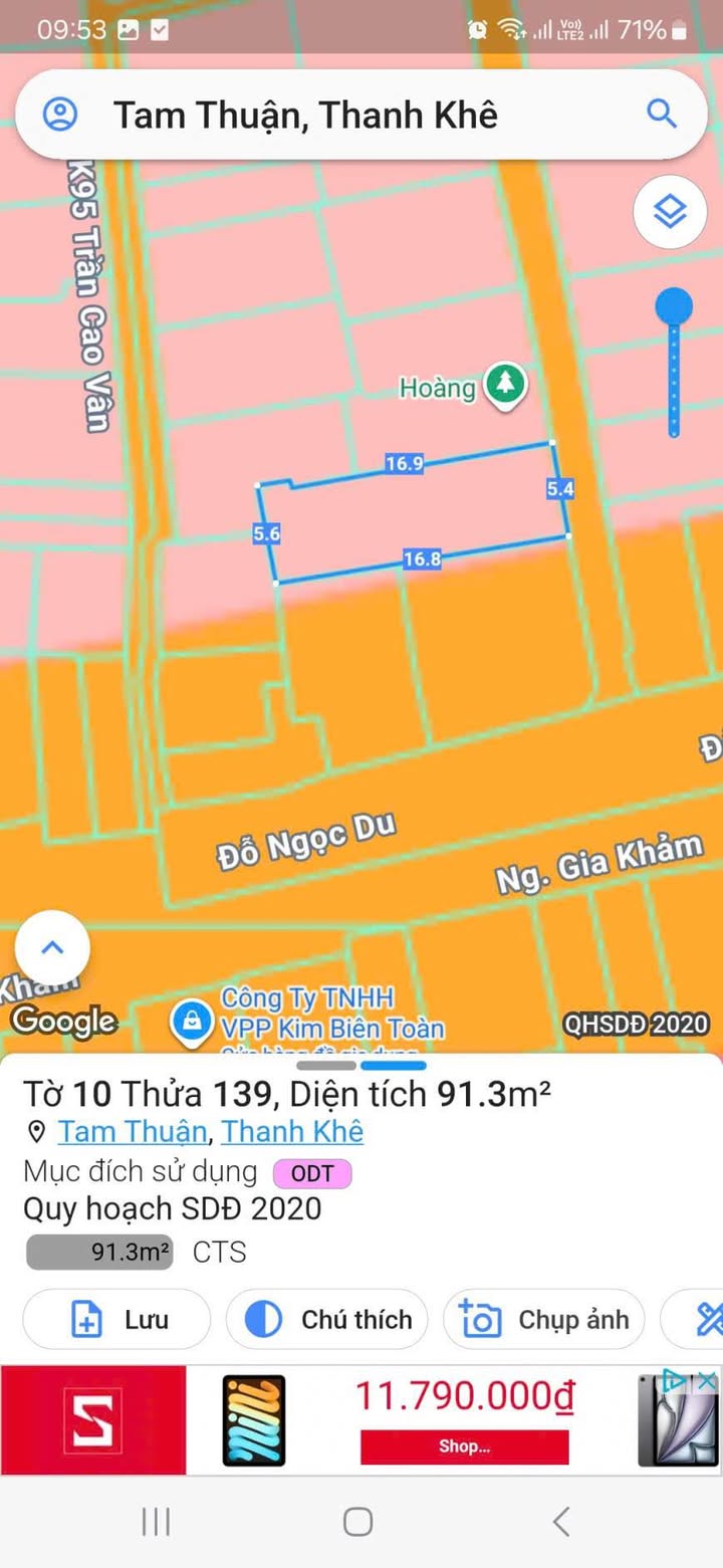 Nhà lửng 91m² Trần Cao Vân, Đà Nẵng giá 4.55 tỷ - Bán gấp chính chủ!