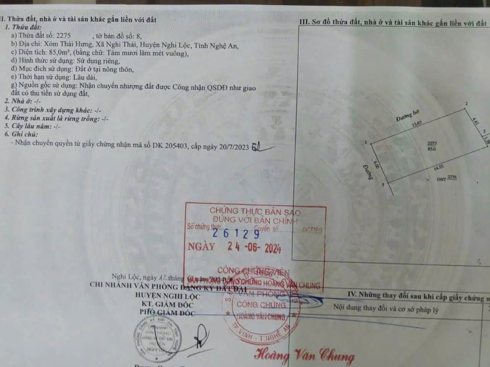 Đất thổ cư Nghi Thái 85m² giá 1.3 tỷ - Lô góc thoáng mát gần đường chính