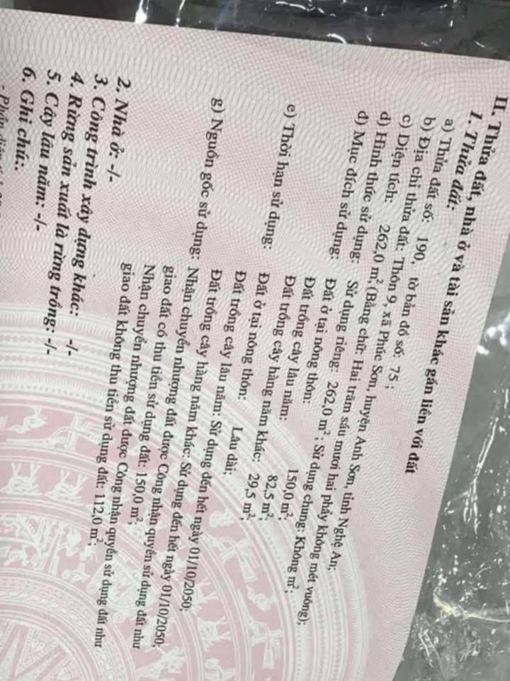 Đất thổ cư thôn 9 Phúc Sơn 240m² giá 500 triệu - Cơ hội đầu tư tuyệt vời!