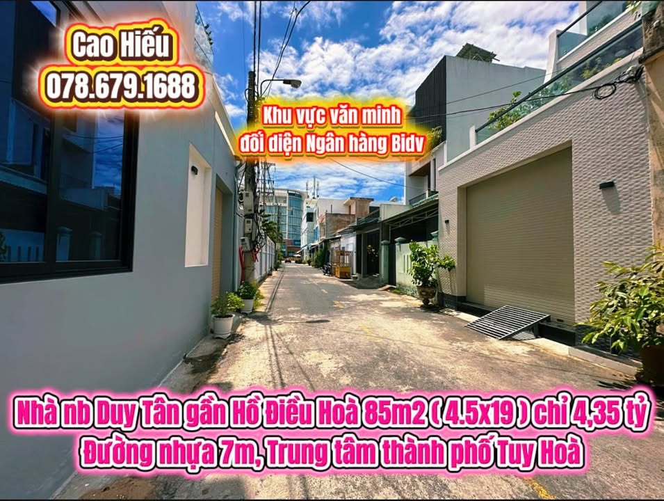 Nhà phố Duy Tân Tuy Hòa 85m² giá 4.35 tỷ - Khu vực yên tĩnh, tiện nghi đầy đủ!