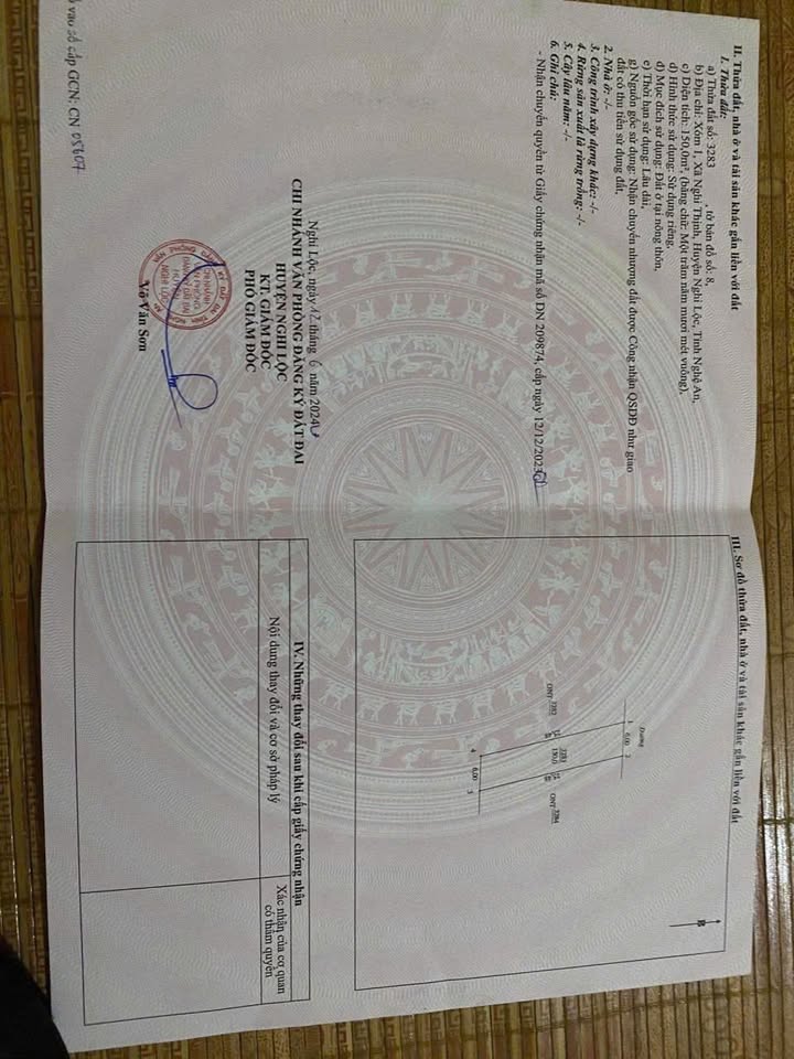 Đất thổ cư 150m² khu phố 1 Nghi Thịnh giá 1,5 tỷ - Đường thông rộng, gần nhà văn hóa