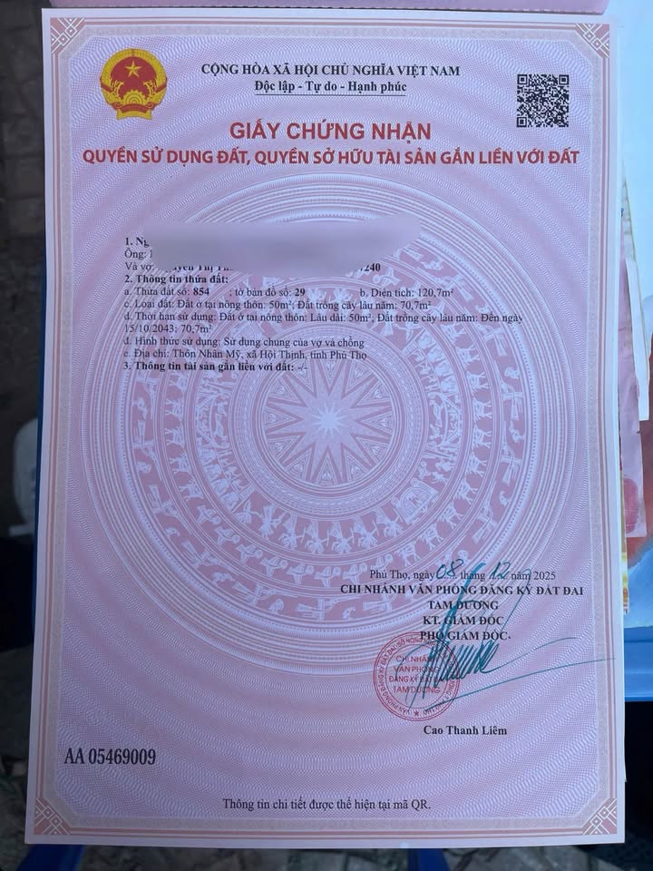 Đất nền Thanh Vân - Tam Dương 120m² giá 1.45 tỷ - Đường ô tô tránh nhau thoải mái!