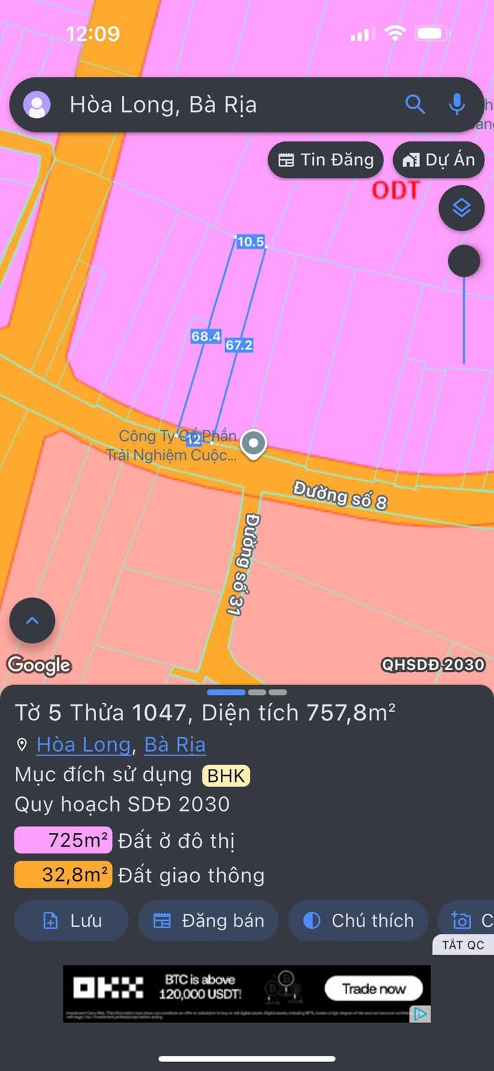 Đất nền mặt tiền đường Xô 8, Hòa Long 1500m² giá 5.5 tỷ - Cơ hội đầu tư tuyệt vời!