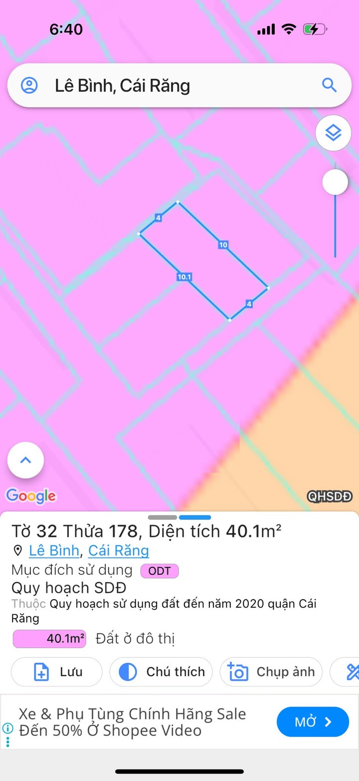 Đất thổ cư hẻm Võ Tánh, Cái Răng 41m² chỉ 865 triệu - Pháp lý rõ ràng, xây dựng ngay!